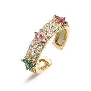 MULTI GOLD CZ FLORETTE ADJUSTABLE RING